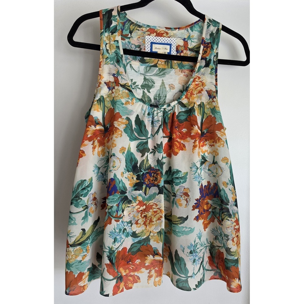 Meadow Rue Tank Top S Floral Sleeveless Round Neck Boho Casual Cami Blouse